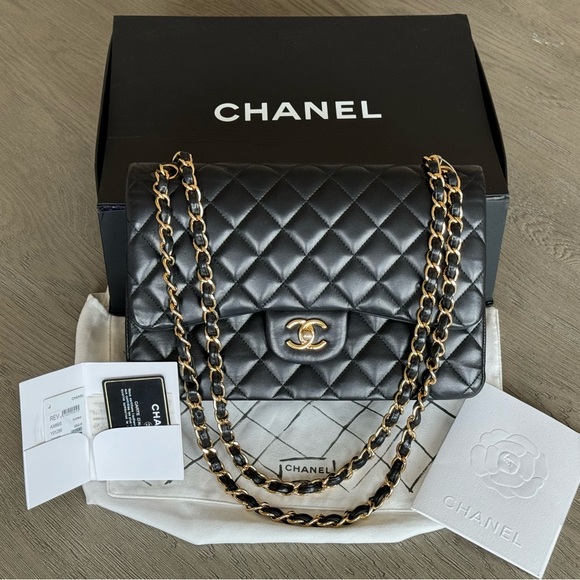 CHANEL Handbags - ‼️SOLD‼️ AUTHENTIC CHANEL Classic Jumbo Double Flap Bag, Lambskin, Blk, Gold H/W